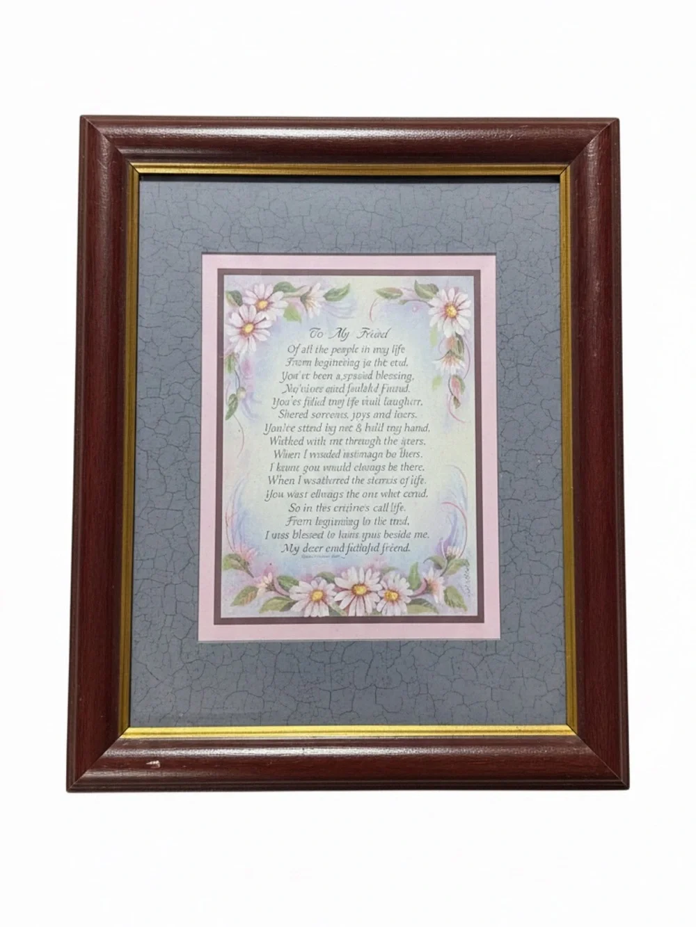 Home Interiors Brown Wood Picture Frame with Gold Trim
